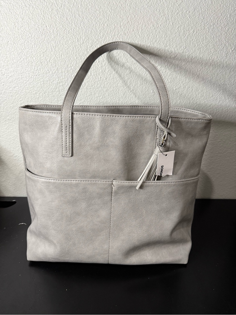 NWT Sonoma Gray Tote Bag with Front Pockets
